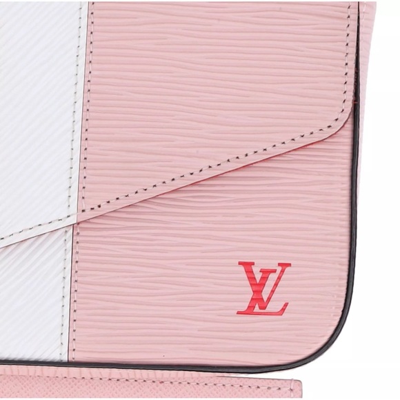 Louis Vuitton Felicie Pochette Limited Edition Pink Red White Stripe Epi Leather - Picture 4 of 12